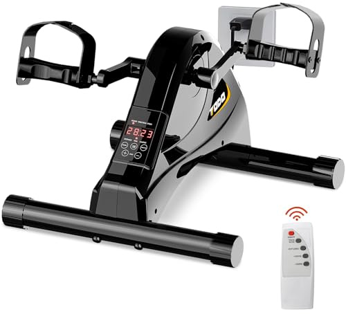 FITODO Mini Heimtrainer Fahrrad Elektrischer, Stepper für Zuhause, Crosstrainer mit Einstellbarer Geschwindigkeit, Fernbedienung und Großes Display