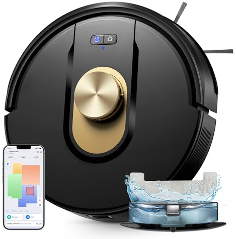 Vexilar W9 Staubsauger Roboter mit Wischfunktion, 8000Pa Saugroboter mit LiDAR Navigation, 3-in-1 Saug und Wischroboter, 150 Min Max, 15 No-Go Zonen, APP Steuerung, Ideal für Tierhaare und Teppich