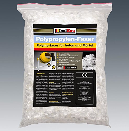 Isolbau Polypropylen-Faser - 1 kg Hochertige Polymerfaser für Beton, Mörtel, Estrich, Gips - 6 mm, 12 mm, 18 mm Mix
