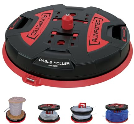 RUNPOTEC - XB 500 Cable Roller/ Kabelabroller | Universeller Kabeltrommel Auf- & Abroller für alle Arten von Kabeln, Rohren, Leitungen & Kabeltrommeln | Kabelaufroller belastbar bis 800kg | Ø 50cm
