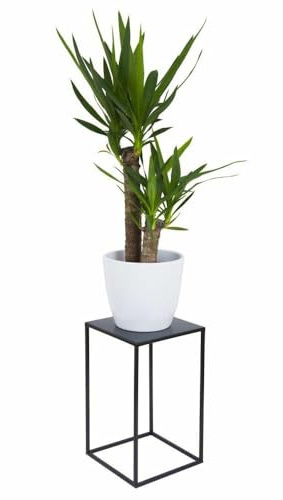 HowHomely Blumenständer Metall Schwarz 40 cm Hoch - Solider und Robuster Blumenhocker Metall - Pflanzenständer für die Hausdekoration wie Salon oder Schlafzimmer