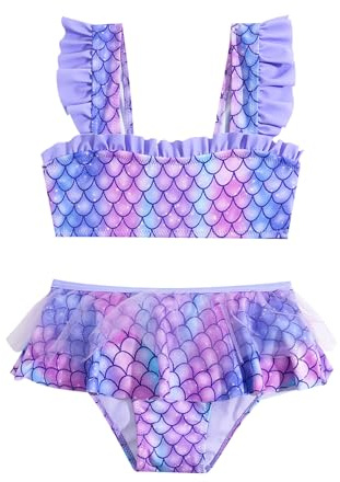 SERENYOU Mädchen Bikini Set Rüschen Bustier Bikinislip Meerjungfrau Zweiteiliger Badeanzug