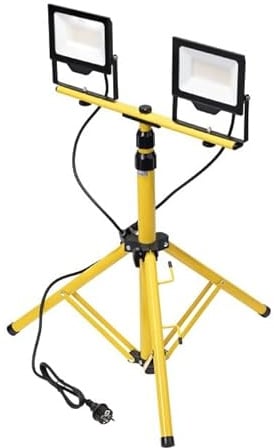 Latrans LED Baustrahler mit Stativ 100W Doppel 2x 50W Strahler 4000K Arbeitsleuchte Arbeitsscheinwerfer 5m Bauscheinwerfer Baustellenlampe innen außen höhenverstellbar (Gelb)
