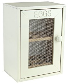 apollo THE HOUSEWARES BRAND 2-Tier Egg Storage Cabinet Rack Hevea Wood, Size 25x18x12cm, holds up to 12 eggs, with magnetic closure, CREAM