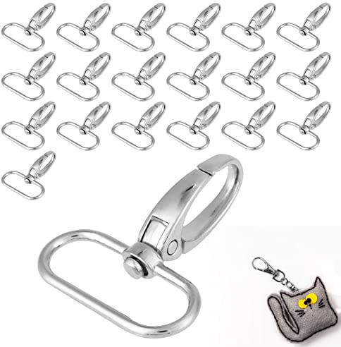 20 Stück Drehbare Karabinerverschlüsse Und Schlüsselringringe, Drehverschlüsse Lanyard-Karabinerhaken, Karabinerhaken Schlüsselanhänger, Karabiner Schlüsselanhänger Schlüsselringe Edelstahl