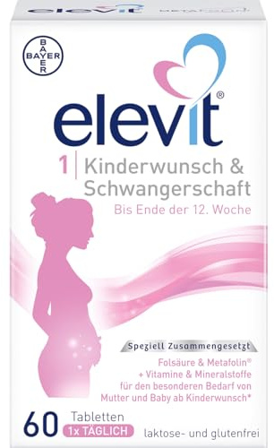 Elevit 1 | Kinderwunsch und Schwangerschaft | hochdosierte Folsäure & Metafolin | weltweite Nr. 1 der Schwangerschaftsvitamine | 60 Tabletten