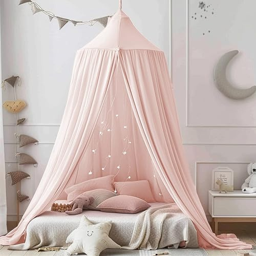 Ginkago Baldachin Kinderzimmer Baby Betthimmel Riesig Betthimmel Kinder Himmelbett Vorhänge Prinzessin Baldachin für Spiel Lesen Schlafzimmer Ankleidezimmer (Blassrosa)