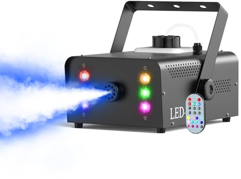 UKing 1500W Nebelmaschine 6 RGB LED,Partylicht Rauchmaschine mit Fernbedienung und 1L Tank,Hohes Nebelvolumen für Hochzeit, Party, Theater, Halloween, Weihnachten