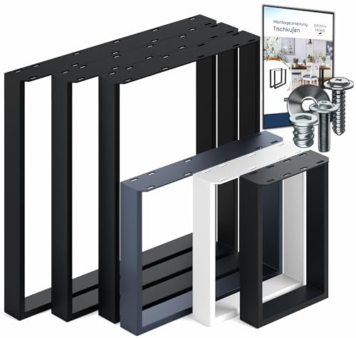 Ariana Home® - 2X Premium Stabil Tischkufen, Tischbeine, Tischgestell, Möbelfüße aus Metall, (Couchtisch, Esstisch, Schreibtisch, Wohnzimmertisch, Sitzbank & andere Möbel) - 60x72 cm Weiß