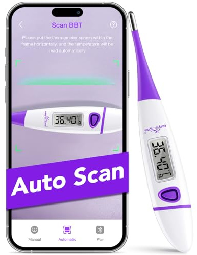 Easy@Home Basalthermometer zur Zykluskontrolle: Basaltemperatur Thermometer Kinderwunsch Fruchtbarkeitsthermometer für Fruchtbarkeit- und Eisprung-Tracking mit Intelligent Premom APP (Lila)