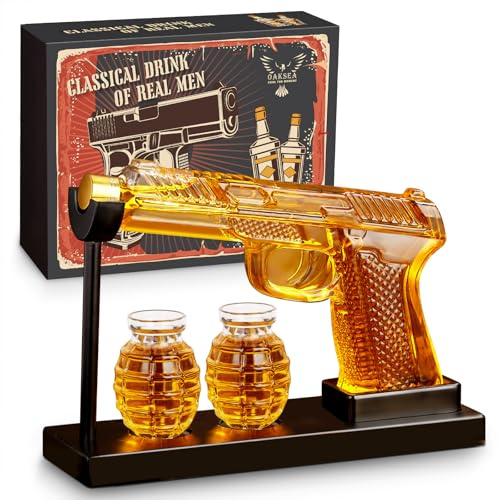 Oaksea Whisky-Karaffe Set mit 2 Gläsern, Geschenk für Männer, Papa | Whisky-Geschenkset für Papa, Ehemann. Ideal für Bourbon, Tequila. Whisky Zubehör, Geburtstagsgeschenk, Jahrestag.