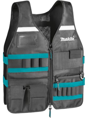 Makita P-72089 Arbeitsweste mit Mehreren Taschen, Schwarz