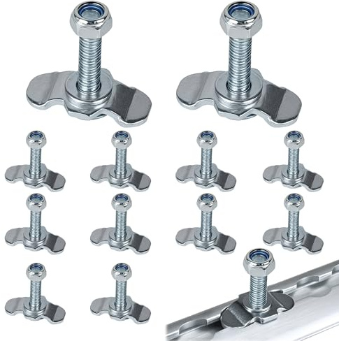 EXLECO 12x Schraubfitting für Airlineschiene M8x40 Airline Fitting Airlinebeschlag Zubehör Schraubfitting 500daN Airlineverschraubung Verzinkt Einfachendbeschlag für Zurrschienen zur Ladungsicherung