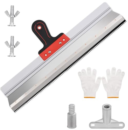 Bodenausgleichsmasse Zahnspachtel, Flächenspachtel Stehrakel Gezahnt | mit Steckvorrichtung,Selbstnivellierender Rechen,Rakel Ausgleichsmasse, Breite: 560 mm, Zahnhöhe: 5mm