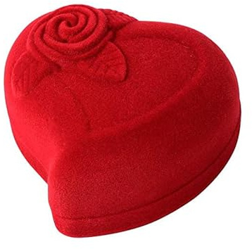 TRIXES rotes Luxurs Liebesherz mit Samt überzogen Schmuckschachtel Ring-Box Verlobung Hochzeit Heiratsantrag