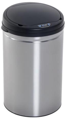 HOMCOM Sensor Mülleimer 30L Automatischer Mülleimer Schwarz+Silber | Soft-Close-Deckel, Bewegungssensor, Wasserdichter Abfalleimer, Müllbehälter, Abfallbehälter für Büro, Schlafzimmer