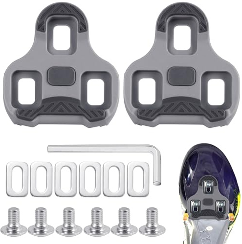 QMLING Kompatibel mit Look Keo Bike Pedale 3-Loch Grip Blade 2 Max Carbon Classic Fahrrad-Cleats Fahrrad Stollen Schuhplattenset Rennrad Pedal Grau MTB Pedalplatten Road Cleats Fahrradzubehör Set