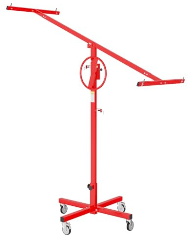 Wiltec Plattenheber bis max. 40 kg, Höhe 170-290 cm, Montagehilfe für Trockenbau, Paneelheber mit 4 Rädern mit Feststellbremse