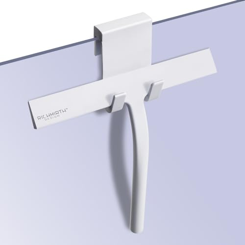 RICHMIRTH Duschabzieher Set 23 cm - Silikon Duschwischer Fensterabzieher Badezimmerwischer Glasabzieher Dusche mit Edelstahl (weiß)