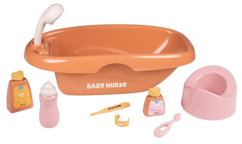 Smoby - Baby Nurse Puppen-Badewanne - Set mit 8 Zubehörteilen - Rollenspiel & Puppenpflege - Puppe Nicht enthalten, mit recyceltem Material in Frankreich gefertigt, ab 3 Jahren