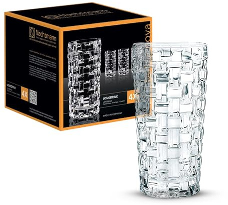 Nachtmann Longdrinkgläser, 4-teiliges Set, 399 ml, Bossa Nova, 92075, Cocktailgläser aus Kristallglas, Trinkgläser spülmaschinenfest