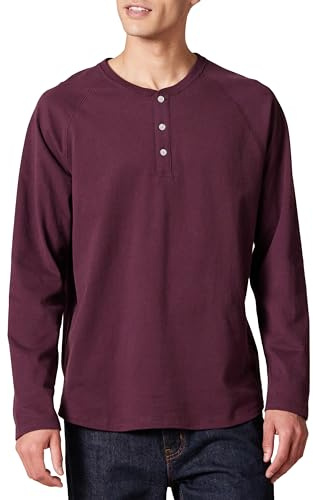 Amazon Essentials Herren Langarm-Henleyshirt aus 100% Baumwolle