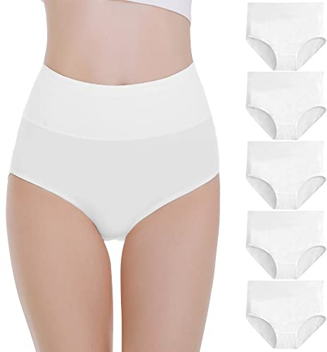 Falechay Unterhosen Damen Unterwäsche Bauchweg 5er Pack Hohe Taille Slips | Baumwolle,Stretch,Atmungsaktiv,Weich,Ohne Etikett,Mehrpack