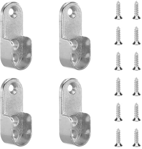 4 Stück Kleiderstangenhalter mit 12 Schrauben Metall Halterung