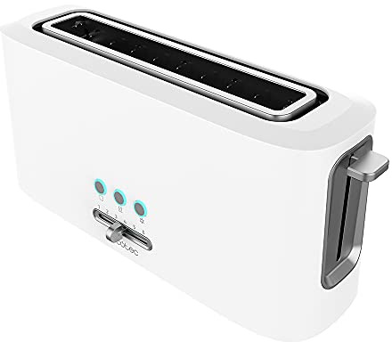 Cecotec Toaster Toast&Taste 9000 Doppel White aus Plastik mit 2 extra breiten kurzen Schlitzen Weißes Design (Langer Slot)