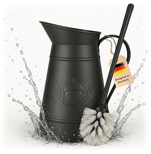 VON STEINEICH® Klobürste - Metallkanne (schwarz) - Vintage Toilettenbürste Badezimmer - Rostfreie WC-Bürste - Retro & Vintage Deko für das Bad, WC