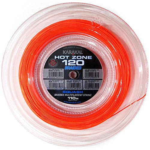 Karakal Hot Zone Geflochtene 120 Squash-Saite, 110 m Rolle, Farbe: Orange