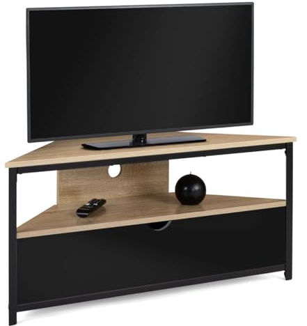 IDMarket - 100 cm Eck TV-Möbel Boston mit Schrank schwarz Industriedesign