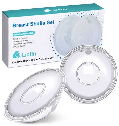 Lictin Milchauffangschalen Stillen （60ML), Muttermilch Auffangschale, Aufbewahrungsbecher 2 Stück, Wiederverwendbar Auffangschale, Brustschalen Set Milch Auffangen