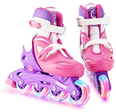 Locavun Inliner Kinder Verstellbare Rollschuhe Mädchen | Leicht&stabil,leise Lager,griffige PU-Rollen,Sicherheitsverschluss,einfache Handhabung,waschbares Innenfutter,Indoor&Outdoor