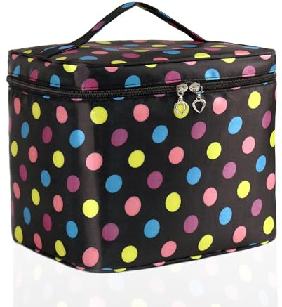 Große Kosmetiktasche, Schminktasche,Makeup Tasche mit Pinselhalter, multifunktionale Tasche mit Griff, Makeup Kosmetik Organizer für Frauen und Mädchen
