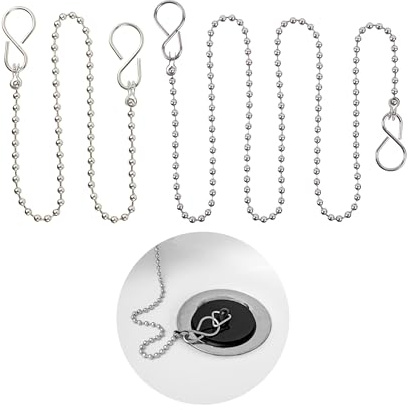 Stöpsel Kette, 2 Pack, 30 und 60 cm Kugelkette, mit 25 mm S-Haken, SS304 Edelstahl, Rost-frei, Stopfen Kugel Kette, Spülbecken Gummistöpsel Ersatz Kettchen mit Ring, für Spüle, Badewanne, Waschtisch