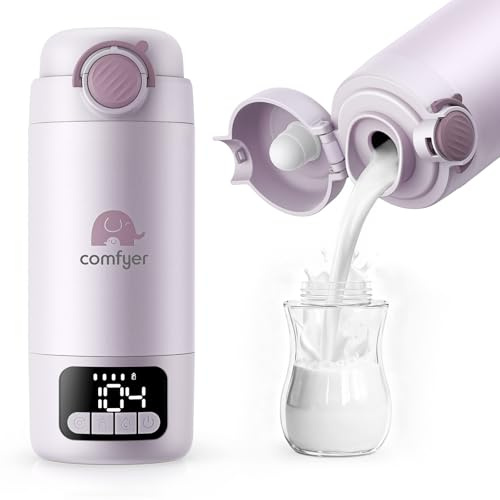 Comfyer BW02 Upgrade Tragbarer Flaschenwärmer unterwegs für Baby & Familie-Schnell Aufheizen mit 16000mAh Akku,Integrierter Sterilisator, Baby Milch-/Wasserwärmer für Unterwegs/Zuhause, 500ML