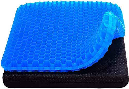 Boenkush Gel-Sitzkissen, Waben-Design, doppelt Dickes Gelkissen mit linderndem Steißbeinschmerzen, für Auto, Büro, Zuhause, Rollstuhl und Stuhl