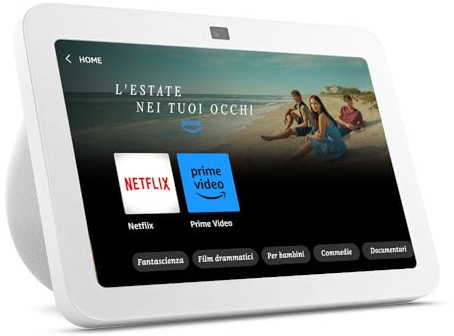 Amazon Echo Show 8 (3. Generation) Smart Display mit HD-Touchscreen, 3D-Audio und Alexa in Weiß