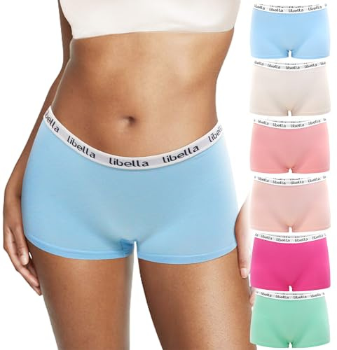 Lakpoau Boxershorts Damen Baumwolle,Hipster Panties Damen Unterhosen Damen Panty aus 100% Baumwoll Schritt,Atmungsaktiv Boxershorts Unterwäsche Frauen Hotpants Damen 6er Pack