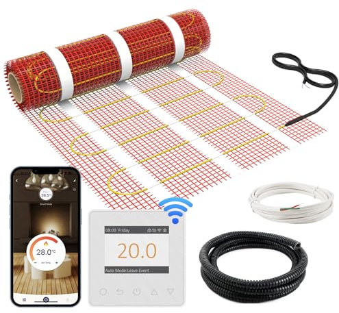 HEATIT Fußbodenheizung Matte, elektrisch, selbstklebend, Fußbodenheizung, 150W/㎡ Warmmat (1.5㎡ 84K)