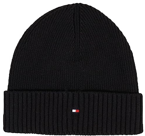 Tommy Hilfiger Herren Strickmütze Essential Flag Beanie mit Kaschmiranteil
