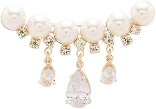 Perle Brosche Pullover Quaste Kristall Brosche Glänzend Corsage Sicherheitsnadel Schal Clips Faux Strass Perlen Brosche Abzeichen Kleider Kleidung Zubehör Schmuck Geschenk Gold Tone