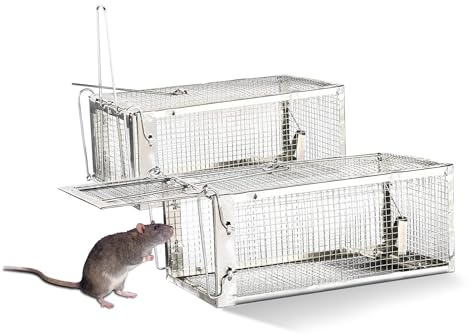 FORMIZON Lebendfalle Mausefalle, 2 Stück Rattenfalle, Premium Rattenfalle, Wiederverwendbare, Tierfallenkäfig mit Empfindlichem Auslöser für Drinnen & Draußen