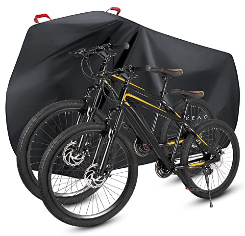 Faireach Fahrradabdeckung für 2 Fahrräder, Fahrradabdeckung Wasserdicht mit Schlosslöchern, Fahrradschutzhülle Winddicht Anti-Staub-Regen-Schnee-UV für Mountainbike & Rennrad