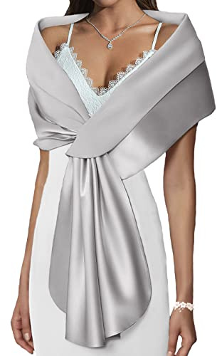 Atigy Damen Satin Stola Festlich Elegante Hochzeit Schals Stola für Abendkleider Brautkleider