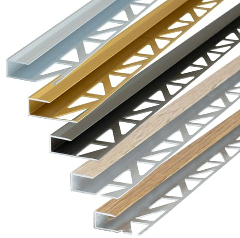 Dalsys Übergangsprofil Abschlussprofil 100cm für 8mm Belagsstärke, zum Einfliesen, aus Aluminium, Eiche hell