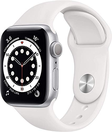 Apple Watch Series 6 (GPS, 40MM) Aluminiumgehäuse Silber mit weiß Sportarmband (Generalüberholt)