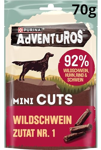 PURINA Adventuros Hundeleckerlis Mini Cuts mit Wildschwein Beutel, 7er Pack (7 x 70 g)
