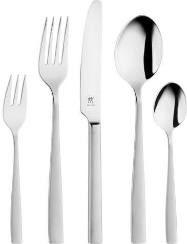 ZWILLING Roseland Besteck Set, 30-teilig, Für 6 Personen, spülmaschinengeeignet, 18/10 Edelstahl/Hochwertiger Klingenstahl, Mattiert, Silber